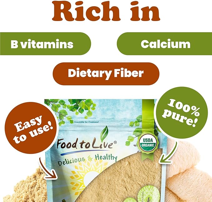 Food to Live - Organic Lion's Mane Mushroom Powder, 2 Pounds – Elevate Your Brain Wellness with Premium, Non-GMO, Natural, and Vegan Superfood to Better Focus