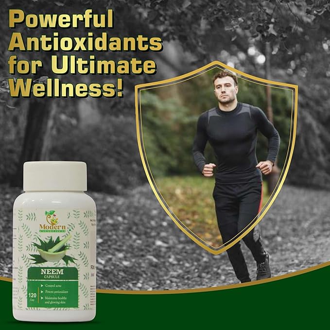Modern Ayurvedic Center Organic Neem 120 Capsules Supports Acne Control, Antioxidant Protection, Healthy & Glowing Skin Pure Neem (Azadirachta Indica) Supplement for Natural Wellness