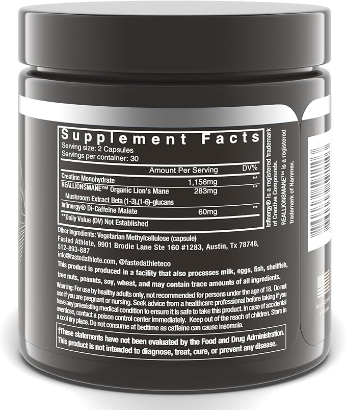 Lift – Lions Mane Mushroom Supplement, Boost Memory & Focus, Eliminate Brain Fog, Plus Creatine for Energy, Nootropics Brain Support, 60 Capsules