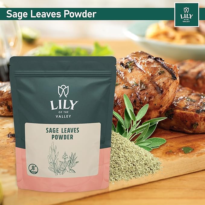 Lily of the Valley Sage Leaf Powder - Ground Dried Sage leaves - Seasoning Herb Spice - No Fillers & No Additives - Great for Cooking - Vegan & Gluten-Free - Packed in Resealable Pouch (16oz, 453g)