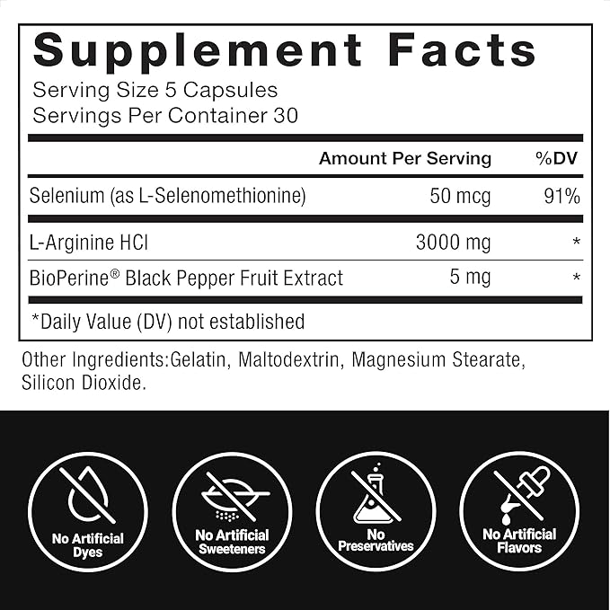 Force Factor L-Arginine,3-Pack,Nitric Oxide Supplement with BioPerine to Help Build Muscle & Support Stronger Blood Flow,Circulation,Nutrient Delivery,& Pumps,L-Arginine 3000mg,3g,450 Capsules