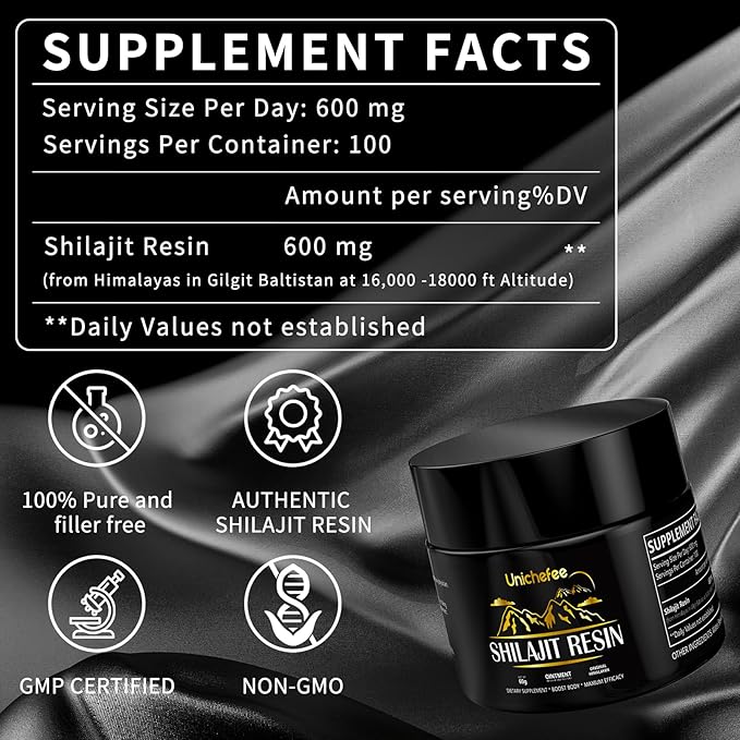 Shilajit Resin for Men and Women, Pure Himalayan Organic 100% Shilajit Natural Resin Mineral Holistic Health Supplements with 85+ Trace Minerals & Fulvic Acid for Energy -60g