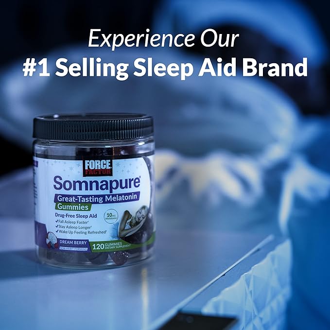 Force Factor Somnapure Drug-Free Sleep Aid for Adults with Melatonin, Valerian Root, and Lemon Balm, Non-Habit-Forming Sleeping Pills, Fall Asleep Calm at Night, Wake Up Refreshed, 30 Tablets