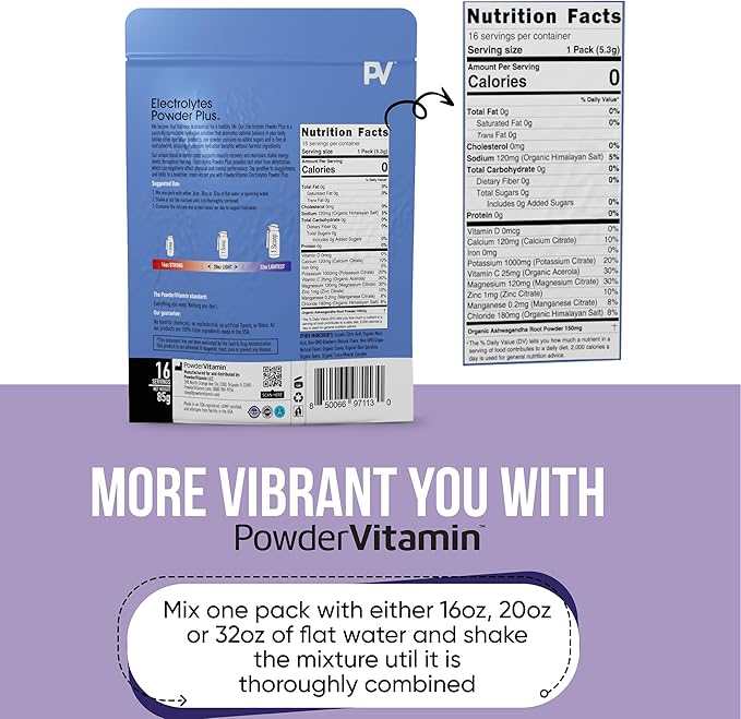 Electrolytes Powder Plus, Keto, Blueberry Grape, Sugar Free, Pink Himalayan Salt, 1000mg Potassium, 120mg Calcium, 120mg Magnesium, Non-GMO, Zero Calories, (16 Hydration Packets)