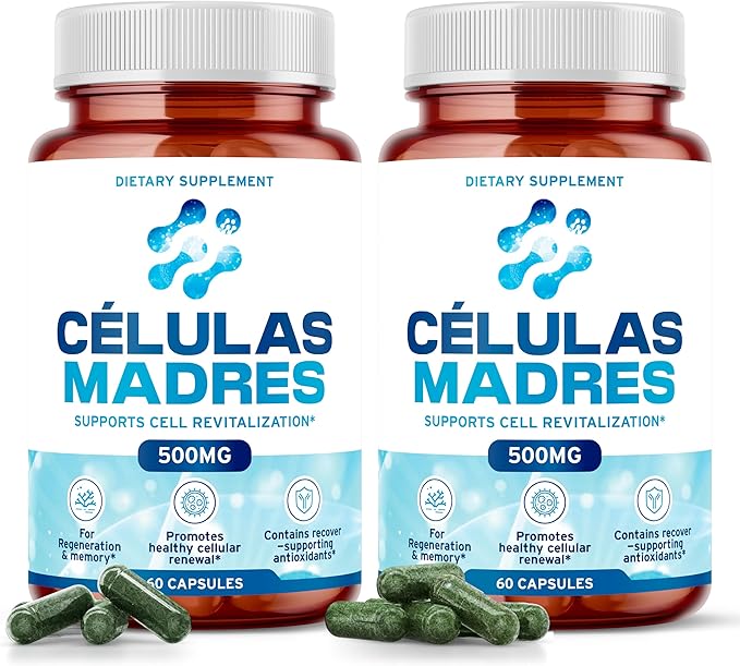 Stem Cell Supplements 500mg (120 Cap) Natural Anti-Aging & Longevity Support with Spirulina & Chlorella, Boost Cellular Renewal, Restore Youthful Energy, Reduce Joint Soreness – Celulas Madre