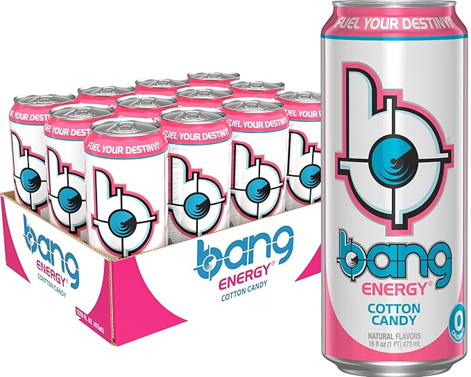 Bang Energy Cotton Candy, Sugar-Free Energy Drink, 16-Ounce (Pack of 12)
