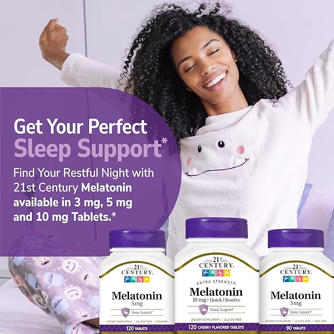 21st Century, Melatonin Quick Dissolve Tablets 10 mg, White, Cherry, 120 Count
