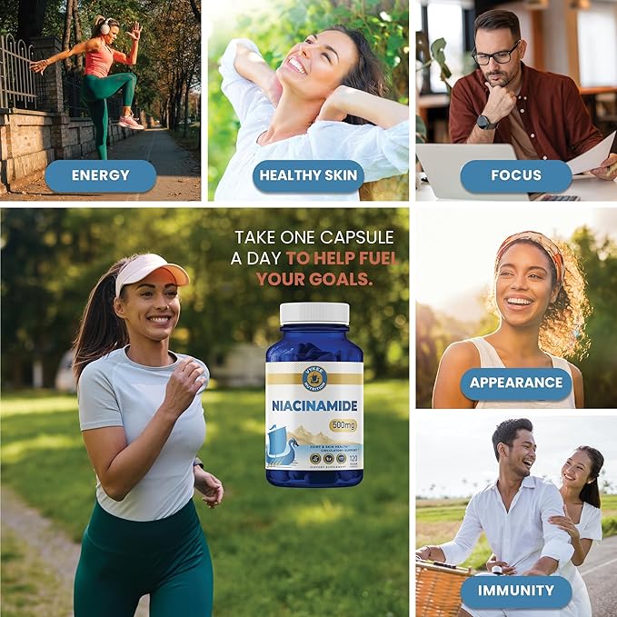 Niacinamide Capsules – 500mg High-Potency Vitamin B3 | Vegan, Non-GMO | Supports Energy Metabolism, Skin Health & Cellular Repair | 120 Capsules