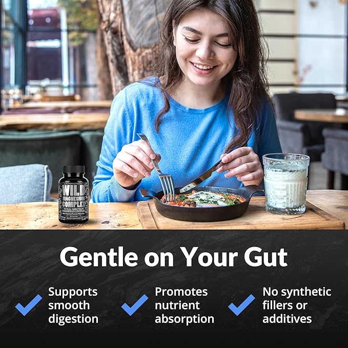 Wild Foods Magnesium Complex Supplement with 7X Forms, 90 Capsules | High Absorption, Full Spectrum, Easy Digestion | 500mg Glycinate, Bisglycinate, Malate, Orotate, Citrate, Taurate