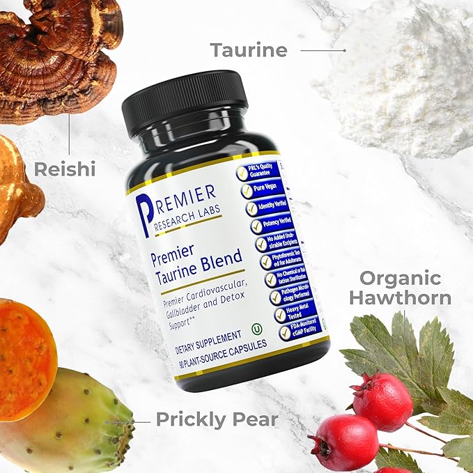Premier Research Labs Taurine Blend - Taurine Supplement, Taurine Pills, L Taurine Amino Acid Supplement for Liver, Gallbladder, Brain & Heart Health, for Women & Men - 90 Vegetarian Capsules
