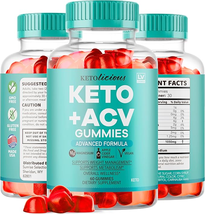 (3 Pack) Ketolicious Keto ACV Gummies, Ketolicious Gummys Advanced Formula 1050MG, All Natural Premium Plus Apple Cider Vinegar Gummy Maximum Strength Gomitas Reviews, 180 Gummies for 3 Months