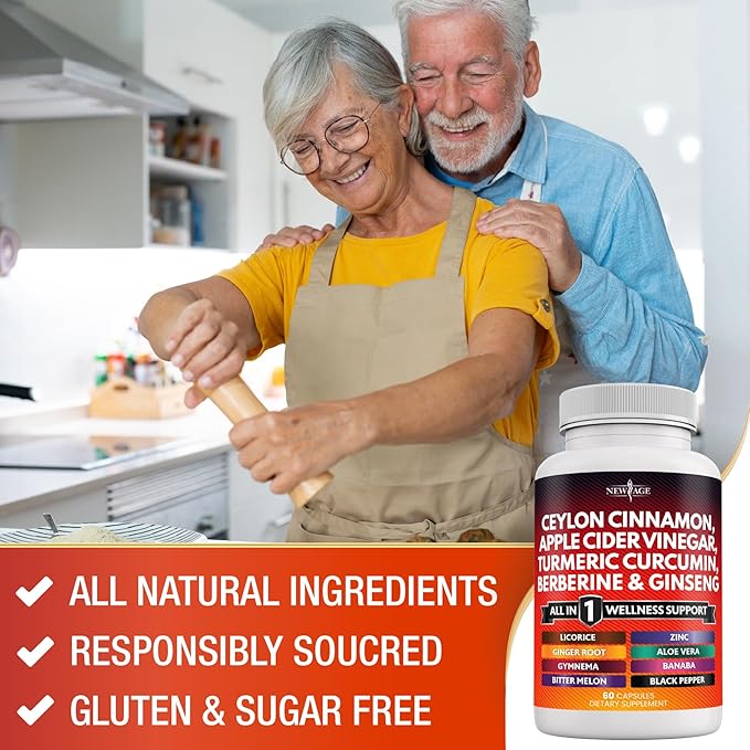 Ceylon Cinnamon, Turmeric, Apple Cider Vinegar, Ginseng, Aloe Vera, Berberine Plus Banaba, Ginger Root - 180 Count