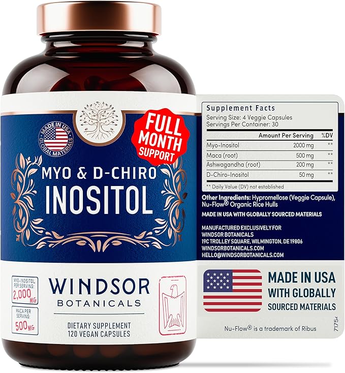 WINDSOR BOTANICALS Liquid Collagen Ashwagandha and Inositol Capsules - Hormonal Balance & Mood Support Bundle