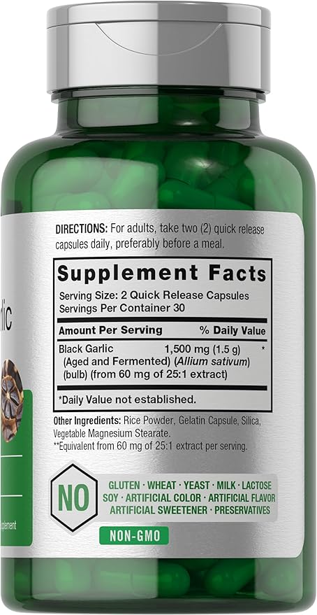 Horbäach Aged Garlic Extract Capsules 1500mg | 60 Count | Fermented Supplement | Non-GMO, Gluten Free