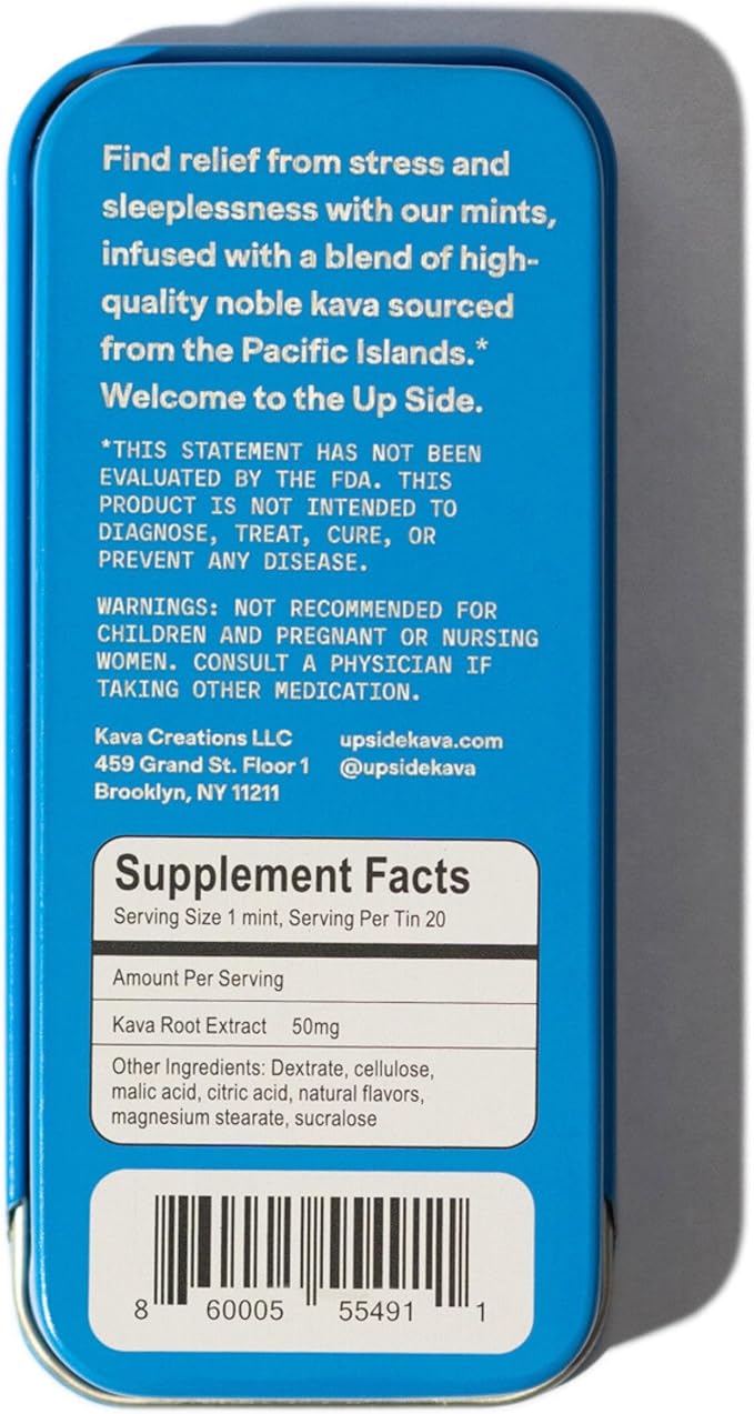 Up Side Kava Chill Pills, Kava Kava Candy Moon Mint Flavor, Natural Supplement for Calm & Stress Support, 6 Pack 20 Mints