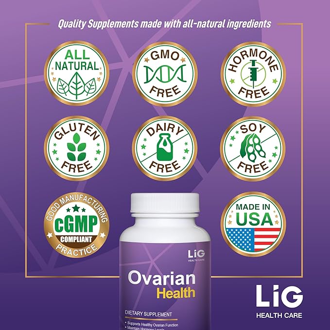 LIG Ovarian Health - Natural Supplement (60 Tablets) - Shrink Ovarian Cysts - Balance Hormone Levels - Maintain Ovarian Health - Honeysuckle Flower