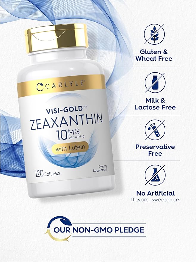 Carlyle Zeaxanthin 10mg | 120 Softgels | Eye Health Support with Lutein | Non-GMO, Gluten Free Supplement