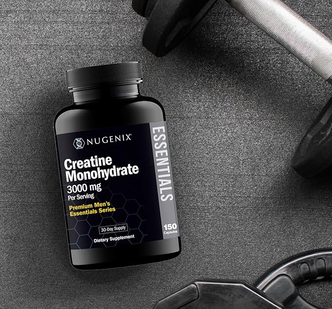Nugenix Essentials Premium Creatine Monohydrate Pills Capsules Supplement, 3000mg, 150 Capsules