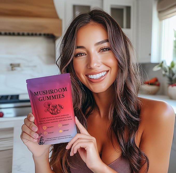 Sky Nutrition Mushroom Gummies,12 Mushroom Blend with Chaga, Lions Mane, Reishi, Cordyceps - 60 Gummies - Support Cognitive Function, Immune Health & Energy