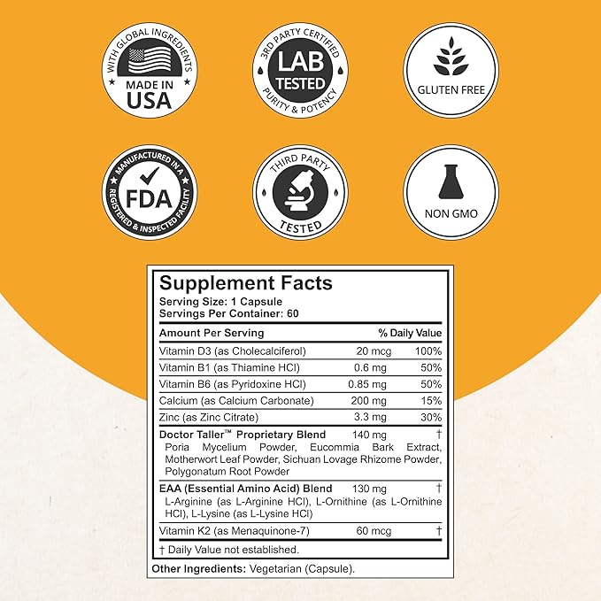 NuBest Doctor Taller - Height Growth Formula - Supports Height Growth and Immunity - Keto with Calcium, Vitamin D3, Vitamin K2, Amino Acids & Herbs for Children (8+) - 3 Pack | 3 Month Supply