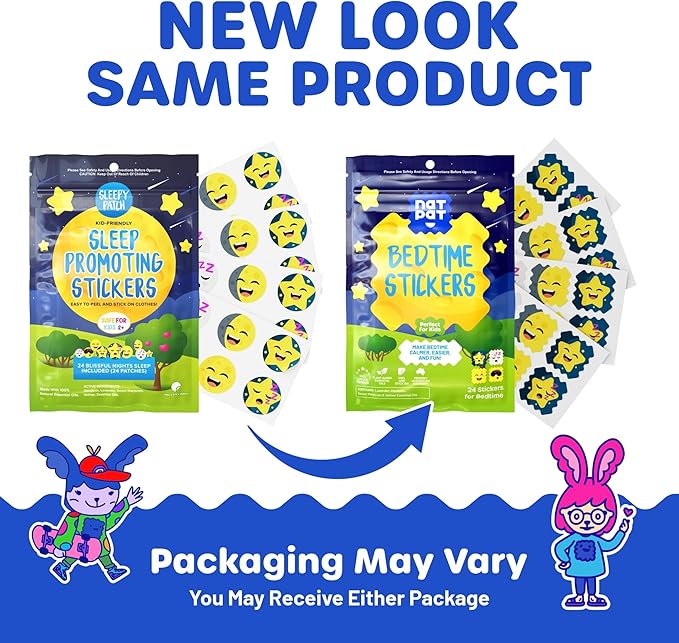 NATPAT Sleepy Patch Bed Time Stickers for Kids - Sleep Promoting Patch - Non-Toxic Solution for Better Sleep - Chemical & Drug Free, Melatonin Free - Buzz Patch Natural Patch (24 Pack)