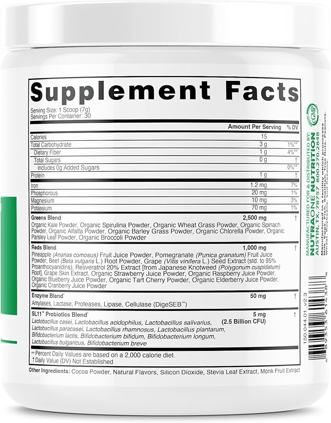 NutraOne Ideal Greens Antioxidant and Nutrient-Rich Superfood Greens Powder Supplement (Chocolate- 30 Servings)
