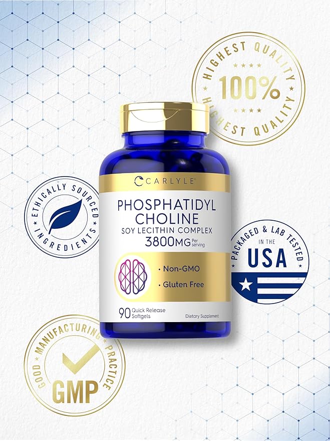 Carlyle Phosphatidyl Choline Supplement | 3,800mg | 90 Quick Release Softgels | Non-GMO & Gluten Free