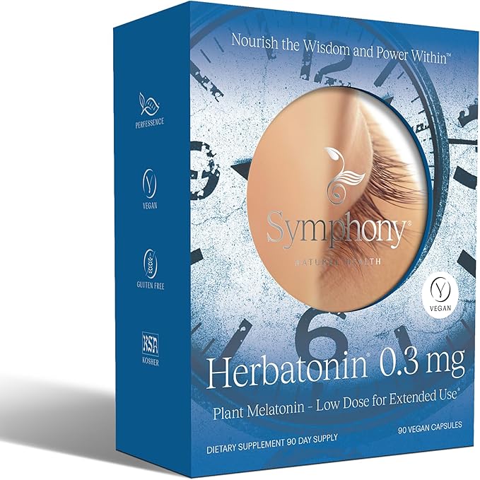 Herbatonin 0.3mg – The First Phyto-Melatonin (Natural Plant Melatonin) – 90 Vegan Capsules (90 Day Supply) Low Dose, Natural Sleep Aid and Circadian Rhythm Support (Pack of 1)