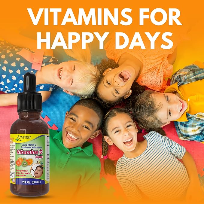 ARYMAR Vitamin C Drops for Children, Immune Support, Antioxidant, Orange Flavor (2 Fl Oz/Pack of 1)