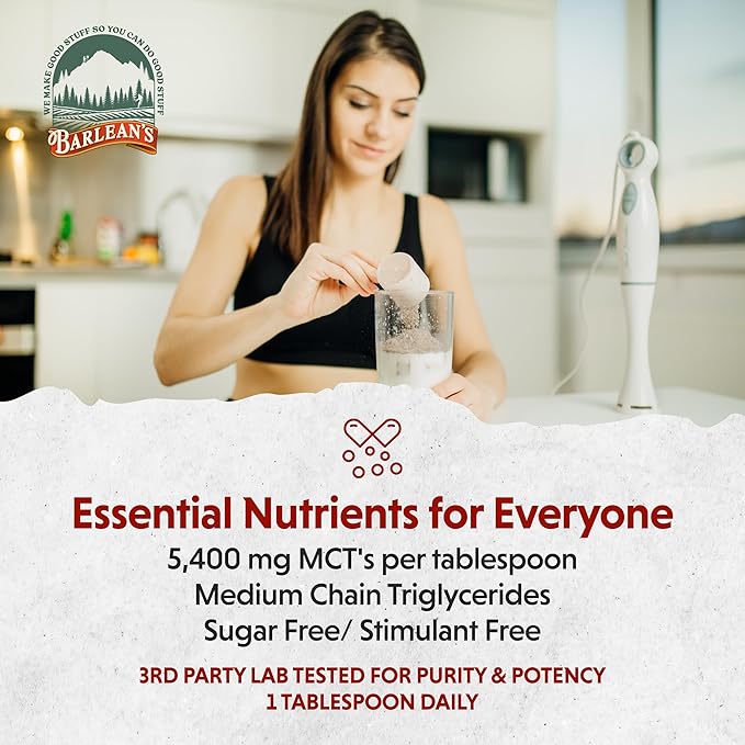 Barlean's MCT Oil Supplement, Coconut Flavored for Keto Coffee, Emulsified Creamy Liquid Syrup with 5,400mg Plant-Based MCT's to Support Energy, Focus and Wellness, 16 oz