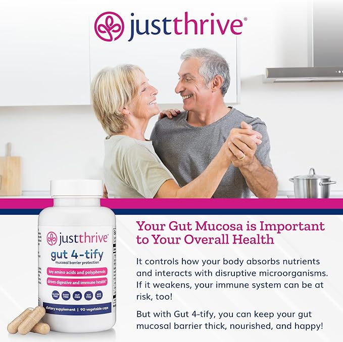 Just Thrive Gut 4-tify - Gut Health Supplements for Women and Men - Anti Bloat, 90 Vegetable Capsules