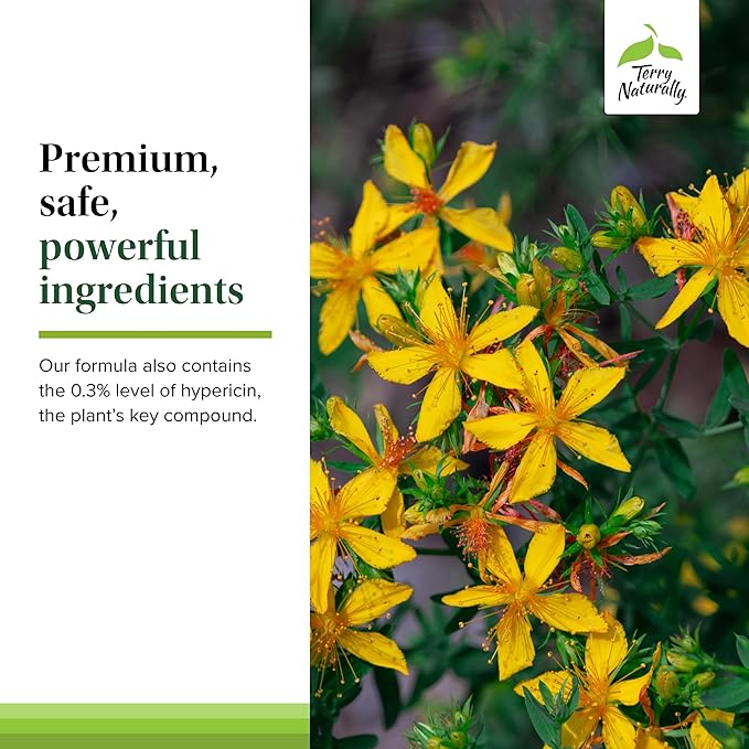 Terry Naturally St. John’s Wort 900 mg - 60 Tablets - Non-GMO, Vegan, Gluten Free - 60 Servings