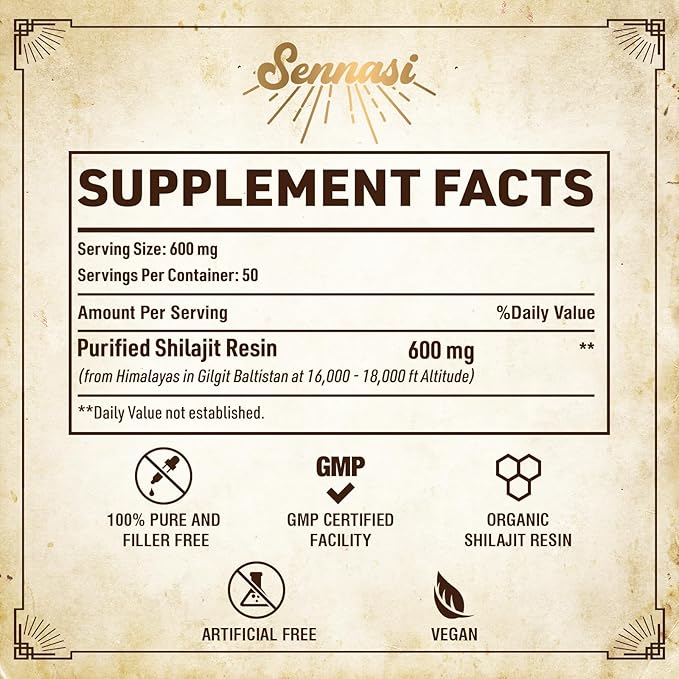 Shilajit Pure Himalayan Organic Shilajit Resin - 600mg Maximum Potency Natural Organic Shilajit Resin with 85+ Trace Minerals & Fulvic Acid for Energy, Immune Support, 30 Grams (1 Pack)