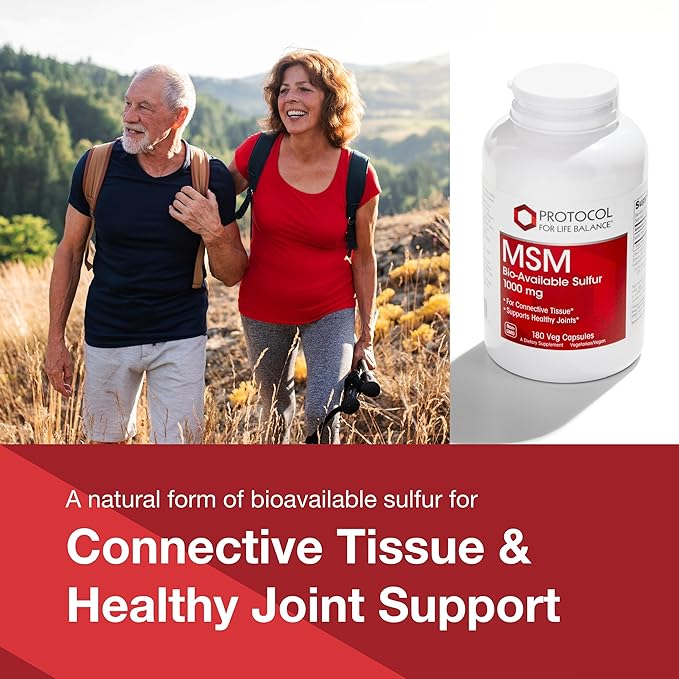 Protocol MSM Bioavailable Sulfur - 1,000mg - Supports Joint Health & Healthy Hair, Skin & Nails* - Vegan & Non-GMO - 180 Veg Capsules