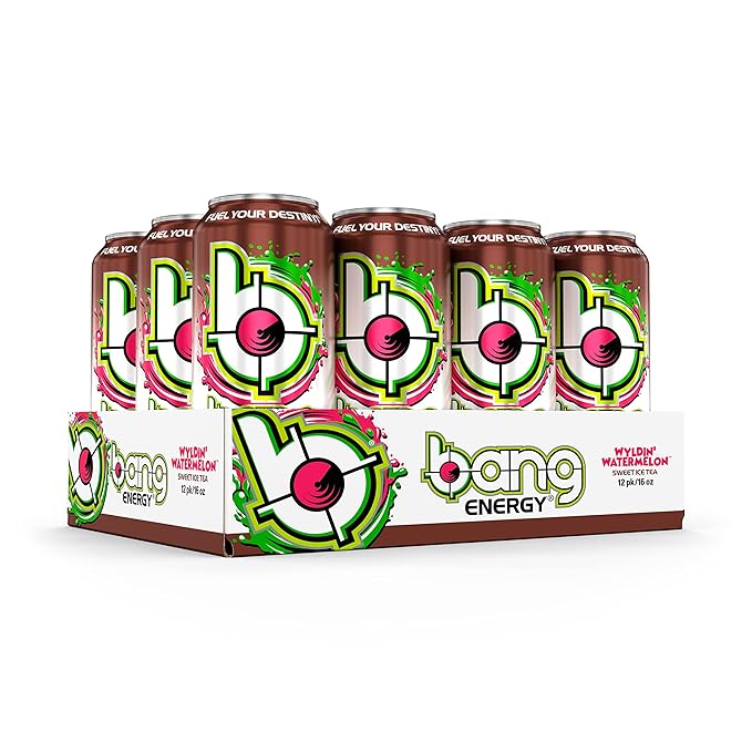 Bang Energy Wyldin’ Watermelon Sweet Tea, Sugar-Free Energy Drink, 16 Ounces (Pack of 12)