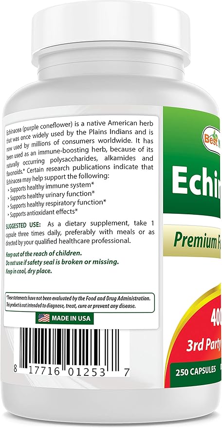 Best Naturals Echinacea 400 mg 250 Capsules (Pack of 2)