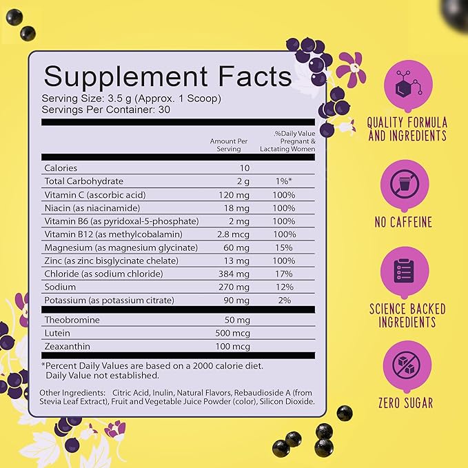 Electrolyte Powder for Pregnancy & Breastfeeding | Zero Sugar - Hydration & Energy Support | Essential Vitamins & Minerals | Prenatal & Postpartum Supplement | Safe for Nursing Moms - 30 Servings