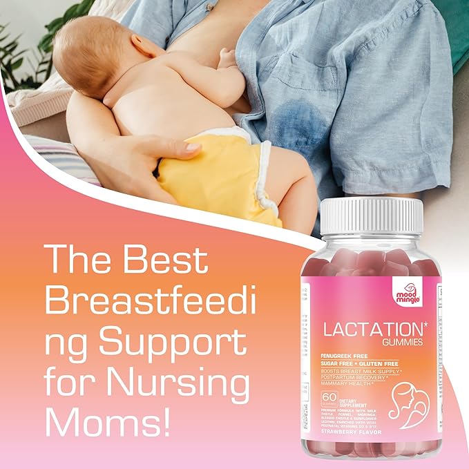 Lactation and Postpartum Support Gummies - with Blessed Thistle, Fennel Seed, Milk Thistle, Moringa, Sunflower Lecithin, Vitamin D3 & B12 - Increase Milk Supply Milk Production