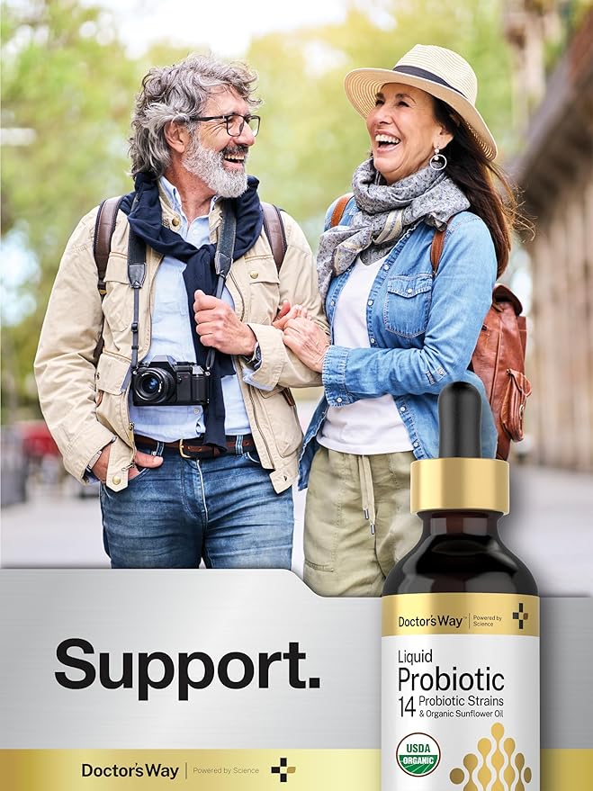 Doctor's Way Liquid Probiotic | 2 fl oz | 14 Probiotic Strains with Organic Sunflower Oil | Non-GMO Supplement