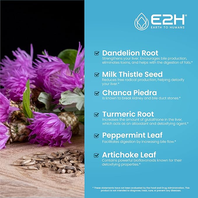 E2H: Liver Support Supplement and Cordyceps Mushroom Supplement | Vegan, Non-GMO - 2 Fl Oz Each (4 Fl Oz Total) - Bundle