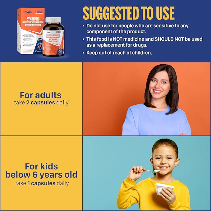 Syndigest probiotic daily care for women & men with dual benefit of 5 probiotic & prebiotic strains, balance gut health & relieves constipation, travel friendly, 60 capsules (2 billions CFU/serving)