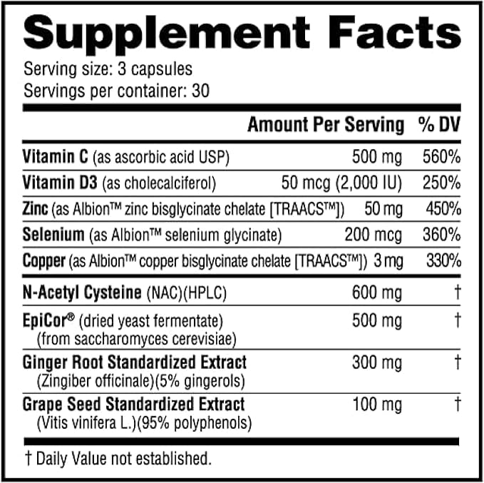 NutraBio Immune- Immune Support Supplement- Immunity Supplement- 90 Vegetable Capsules