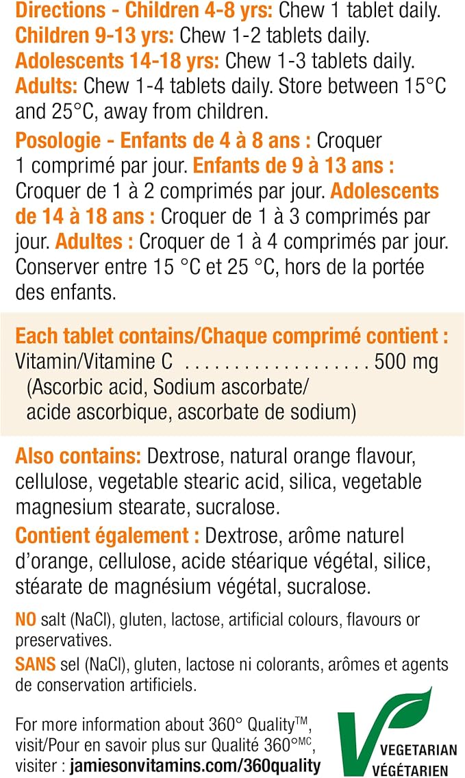Jamieson Vitamin C Orange 500mg 120 Tablets