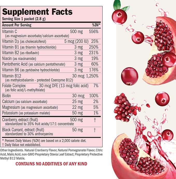 ANDREW LESSMAN Efficient C + Cranberry Benefits 90 Packets - Immune, Energy, Stress and Urinary Tract Support. Reinvention of The Vitamin C Drink. No Calories. No Sugar. No Carbs. Easy to Mix.