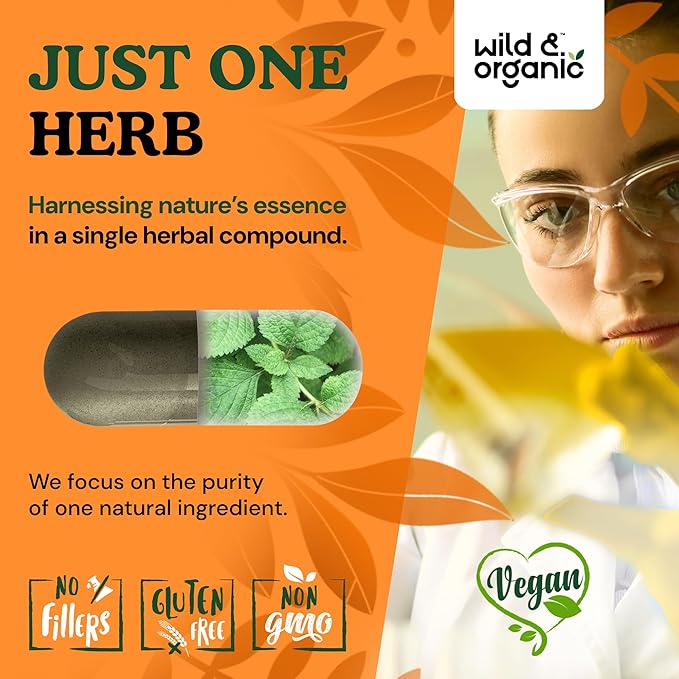 Wild & Organic Stinging Nettle Leaf Capsules - 1000 mg Stinging Nettle Extract for Urinary Support - 60 Vegan Herb Capsules - 30 Days Supply - Non-GMO, Gluten-Free, No Fillers