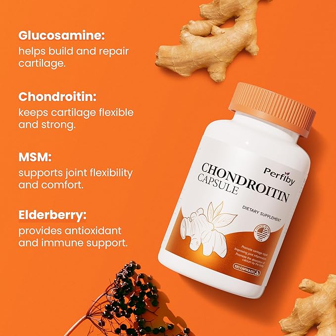 Glucosamine Chondroitin and MSM with Elderberry Extract - Joint Support & Immune Health Supplement, 120 Capsules, 60 Day Supply