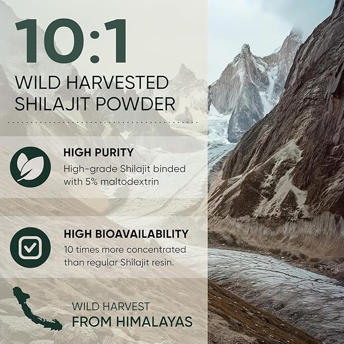 Shilajit Powder for Men 10:1 Extract 5 Ounce Bag 282 Servings Fulvic Acid Powder Extract, Immune Support Energy Supplement, Shilajit for Men Mineral Compound Raw Shilajit Extract Contains Maltodextrin
