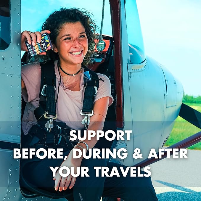 Travel Vitamin Supplement for Flight and Daily, Jet Lag, Energy, Immune, Digestion Support, Promote Calmness with Ashwagandha, Rhodiola, Chia & D3 for Better Sleep & Mood | Vegan, 60 Count