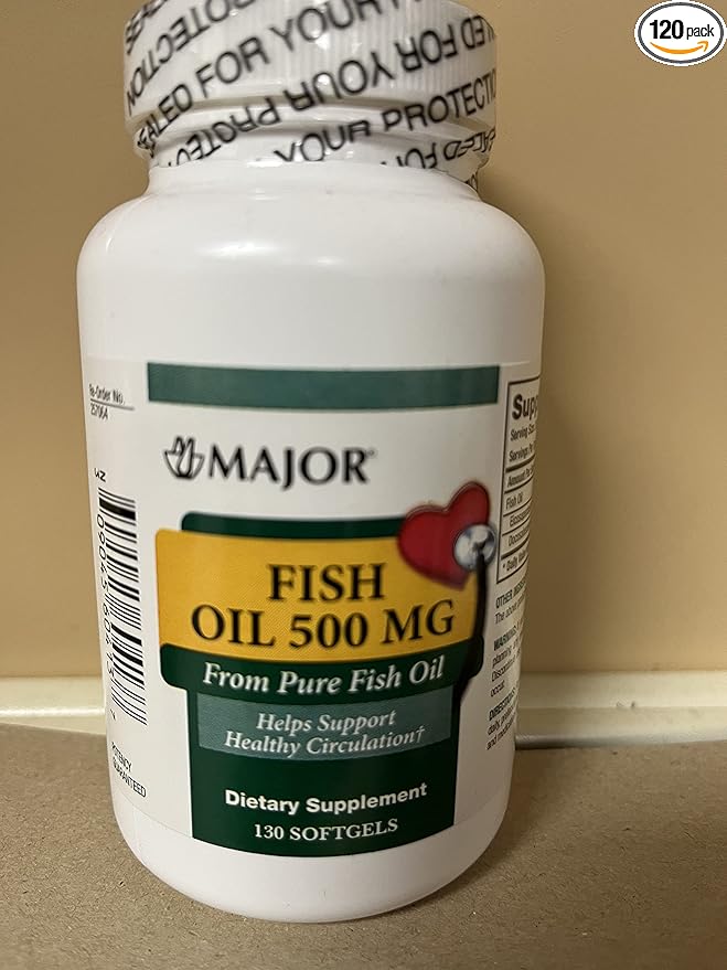 Major Fish Oil 500mg Softgels - Omega-3 Fish Oil Supplement - Dietary Supplement - 130 Softgels (2 Pack)