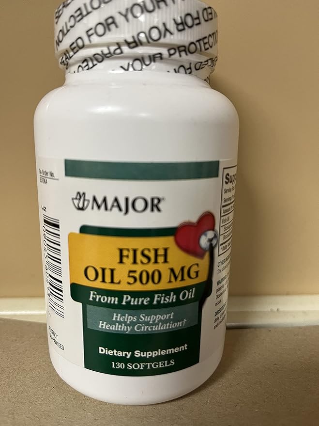 Major Fish Oil 500mg Softgels - Omega-3 Fish Oil Supplement - Dietary Supplement - 130 Softgels (2 Pack)